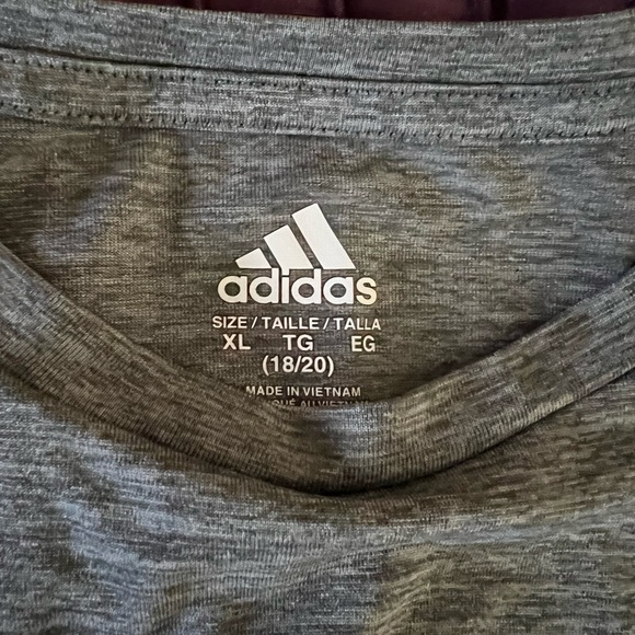 Adidas Gray Tee with White Logo -boys XL - Picture 2 of 2